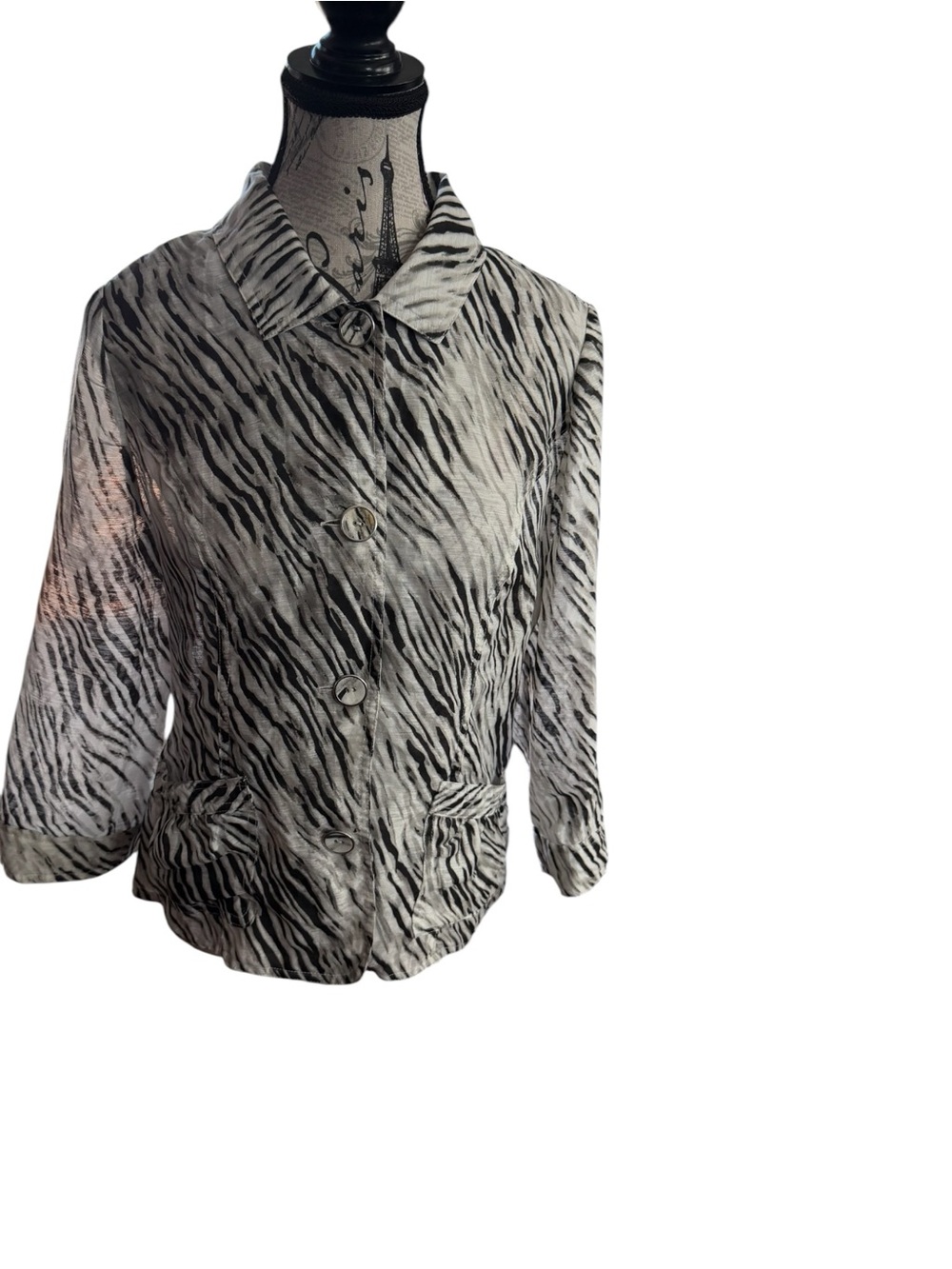 Chico's Black & White Zebra-Print Top